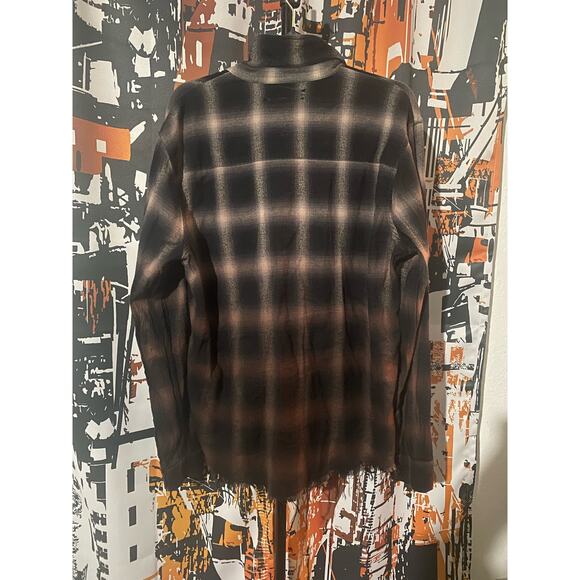 Amiri Brown Gradient Frayed Distressed Flannel - Picture 2 of 6